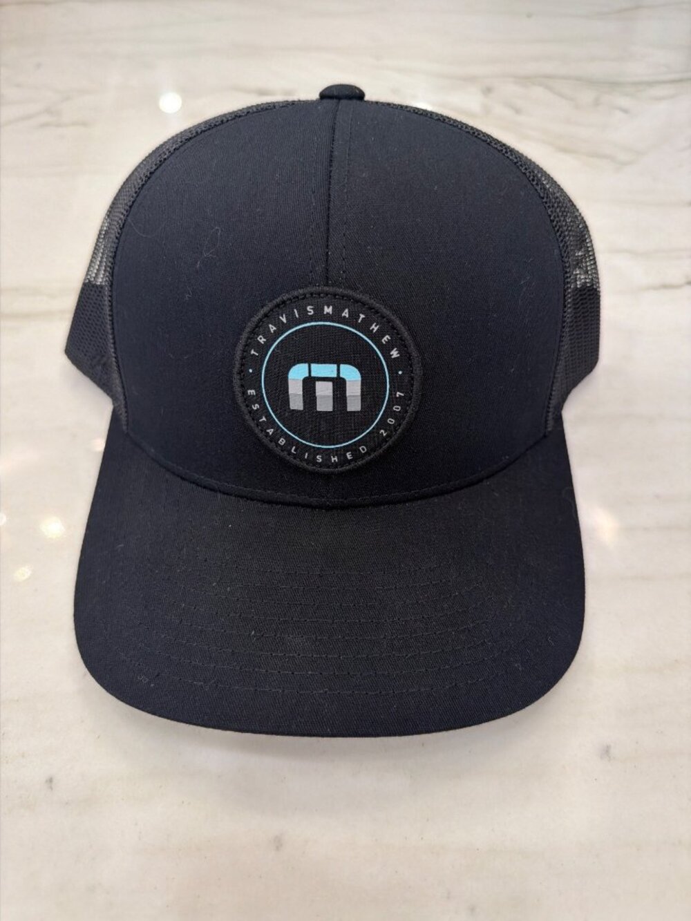 TravisMathew Black Mesh Back Adjustable Snapback Hat Travis Mathew